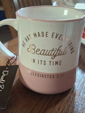 Dream Studio Pink & White 'Beautiful in Its Time' Ceramic Mug